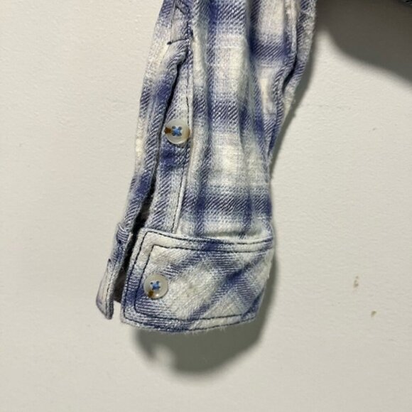 BDG Urban Outfitters Blue & White Plaid Flannel Button-Up Shirt - Medium - Picture 4 of 14